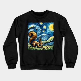 Urban Bark Brigade Squirrel Starry Night Tail-Wagging T-shirt Crewneck Sweatshirt